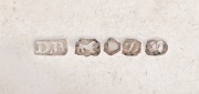 DAVID BARCLAY rare Colonial Australian silver tablespoons with engraved monogram, Hobart origin, circa 1835, stamped "D.B." with lion passant and monarch's head, "S", and leopard's head, 21.5cm long, 63 grams. - 2