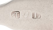UNIDENTIFIED MAKER, early Australian silver fiddle and thread shell pattern teaspoon with engraved monogram, most likely Sydney origin and bearing a striking resemblance to Alexander Dick'smped "S.T." with emu and pseudo date letter "L", 14cm long, 23 gra - 2