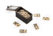 RUNNYMEDE TASMANIA antique whalebone pocket dominoes in case, 19th century. the case 4cm wide. PROVENANCE: Bayly family by descent.