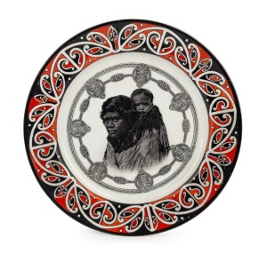 ROYAL DOULTON "Maori Art" antique English porcelain cabinet plate, factory mark to base, 26cm diameter
