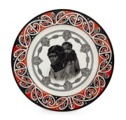 ROYAL DOULTON "Maori Art" antique English porcelain cabinet plate, factory mark to base, 26cm diameter