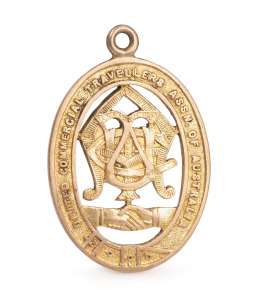 United Commercial Travellers Association of Australia membership fob in 9ct gold, engraved "R.H. SANDERS. 18.9.37", ​​​​​​​5 grams.