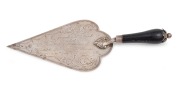 An antique New Zealand silver presentation trowel, engraved "CONGREGATIONAL CHURCH MASTERTON FOUNDATION STONE TROWEL, PRESENTED TO MRS. W.R. WILLIAMSON, 16th July, 1908", manufactured by Alexander Henderson, stamped "A.H." with lion passant and two crowns