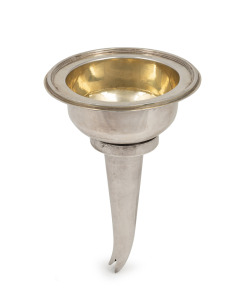 413 · HARDY BROS. rare antique Australian silver wine funnel with gilt wash interior, stamped "H.B. STG," and "HARDY BROS.", 13.5cm high, 159 grams.