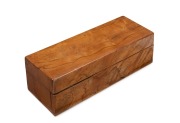 JAMES ANNEAR antique glove box with marquetry New Zealand timbers, bearing original paper label to the base "JAMES ANNEAR, Maker, Sydney-Street, Wellington, New Zealand", 19th century, 8.5cm high, 28cm wide, 10.5cm deep.