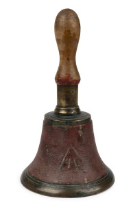 HIATT convict alarm bell with remains of original red painted finish and broad arrow mark, 19th century, 27.5cm high.