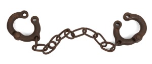 Rare convict 14lb. punishment leg irons, 19th century, 103cm long overall.