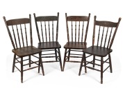 "KANGAROO CHAIRS" harlequin set of four pressed back Australian dining chairs by Melbourne Chair Company, early 20th century