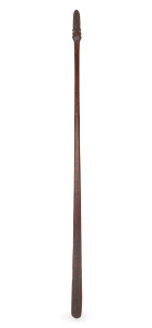 RUNNYMEDE TASMANIA an impressive Maori antique taiaha, carved hardwood with paua shell eyes (one missing), a fine quality 19th century example, 158cm high.