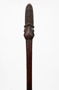 RUNNYMEDE TASMANIA an impressive Maori antique taiaha, carved hardwood with paua shell eyes (one missing), a fine quality 19th century example, 158cm high. - 3