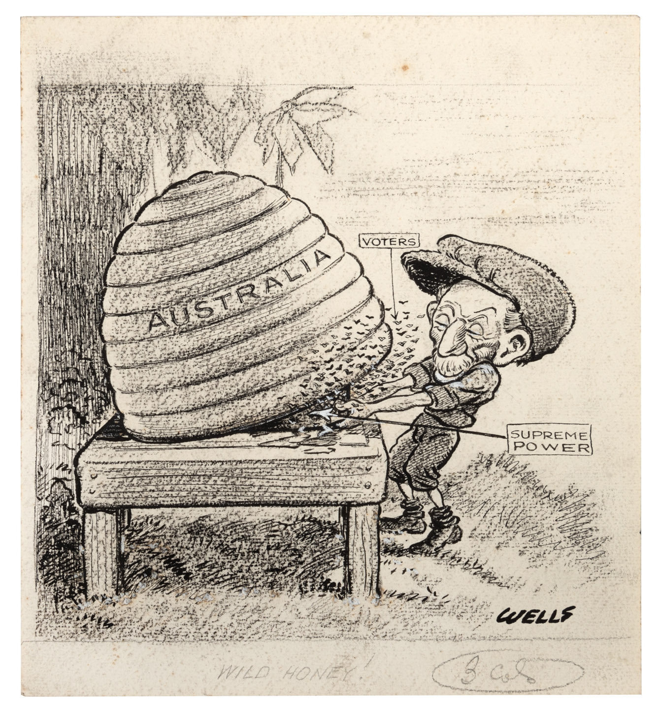 SAM WELLS (1885-1972) original cartoon artwork for the Melbourne Punch ...