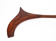 RUNNYMEDE TASMANIA, antique parrying club (or Roromaraugi) with curved blade and tapering handle terminating in a crouching figure, Makira (San Cristobal), Solomon Islands origin, mid 19th century, 122cm long. PROVENANCE: Bayly family. - 5