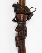 RUNNYMEDE TASMANIA, antique parrying club (or Roromaraugi) with curved blade and tapering handle terminating in a crouching figure, Makira (San Cristobal), Solomon Islands origin, mid 19th century, 122cm long. PROVENANCE: Bayly family. - 6