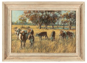 CARIDNAL, (untitled cattle scene), oil on board, signed lower right "Cardinal", 59 x 89cm, 83 x 112cm overall.