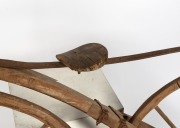 VELOCIPEDE (BONE SHAKER) rare and early Australian redgum and blacksmith make bicycle, Barossa Valley, circa 1860s, 130cm high, 190cm long, front wheel 98cm diameter. - 4