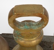 An impressive set of ten cast brass bell weights in original fitted timber travelling case, 56lb to 2 oz. 19th/20th century, the case 41cm high, 63cm wide, 41cm deep. - 5