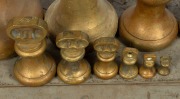 An impressive set of ten cast brass bell weights in original fitted timber travelling case, 56lb to 2 oz. 19th/20th century, the case 41cm high, 63cm wide, 41cm deep. - 7