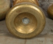 An impressive set of ten cast brass bell weights in original fitted timber travelling case, 56lb to 2 oz. 19th/20th century, the case 41cm high, 63cm wide, 41cm deep. - 8