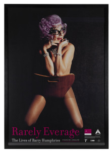ORIGINAL POSTER Rarely Everage - The Lives of Barry Humphries, Barry Humphries&nbsp;as Dame Edna as Christine Keeler, photographed by Lewis Morley, Nov.2002 - Feb. 2003 exhibition at the National Portrait Gallery, Old Parliament House, Canberra, framed & glaze