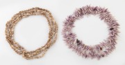 Two shell bead necklaces, 20th century, 166cm and 75cm long.