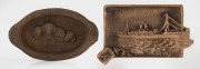 Two souvenir brass ashtrays made from the H.M.A.S. SYDNEY and the HYGEIA, 14cm wide
