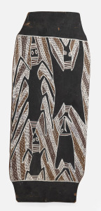 ARTIST UNKNOWN, (animal totems), natural earth pigment on bark, stock number label verso "YL.295", 22 x 53cm