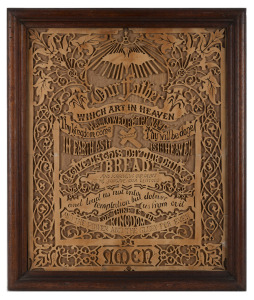 171 · An antique woodcut "Lord's Prayer", housed in Australian cedar frame, 19th century, 52 x 45cm overall