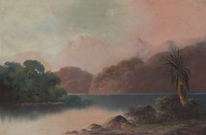A. FITZROY, Waikato River, New Zealand, oil on card, signed lower right "A. Fitzroy" with pencil title verso, 30 x 45cm, 45 x 62cm overall.