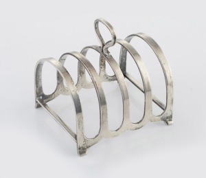 FAIRFAX & ROBERTS of Sydney Australian silver toast rack, early 20th century, stamped "F. & R., Stg." with platypus mark, 7.5cm high, 8cm wide, 67 grams