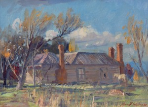 BRUCE FLETCHER (1937 - ), (horse and farmhouse), oil on board, signed lower right "Bruce Fletcher", ​​​​​​​29 x 39cm, 44 x 55cm overall.