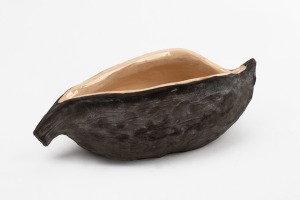 GRACE SECCOMBE pottery seed pod bowl, incised "Grace Seccombe, N.S.W.", ​​​​​​​8cm high, 23cm wide.