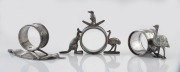 Three antique silver plated napkin rings with Australian motifs, 19th/20th century, the largest 8cm high