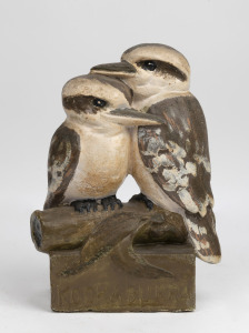 GUSTAV PILLIG "KOOKABURRA" hand-painted fired plaster statue, signed and titled on the plinth, 26cm high