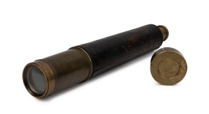 MUIRHEAD & Co. of ADELAIDE antique brass and leather expandable telescope, 19th century, 30.5cm, expands to 55cm.