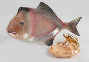 WEMBLEY WARE ceramic fish dish and a platter, factory marks to base, the larger 32cm wide