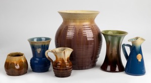 REMUED group of six pottery vases and jugs, the largest 22cm high