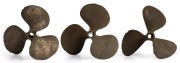 Three solid cast brass boat propellers, 20th century, the largest 29cm across