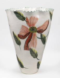 FIONA HISCOCK "Ragged Poppy Vase," Australian ceramic vase, signed "F.H. 2000", with Christine Abrahams Gallery documentation, ​​​​​​​39cm high.