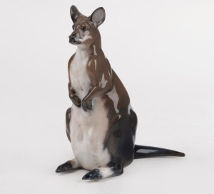 A Danish porcelain wallaby statue, 20th century, 15cm high.
