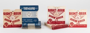 STEREO PHOTOGRAPHS: One c. 1910s Keystone View Company stereo card captioned 'A Home of the Australian Aborigines of Queensland, the Most Primitive People on Earth', together with twenty-eight c. 1950s View-Master and 'Sight-Seer' reels, including such ti