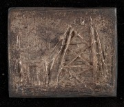 KEVIN CHARLES (PRO) HART (1928-2006) "Broken Hill" Australian silver ingot plaque, ​​​​​​​the ingot 6.5cm wide, framed and mounted, 31 x 32cm overall.