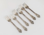 LINTON set of six Western Australian silver cake forks, housed in original box, 11.5cm long, 90 grams total.