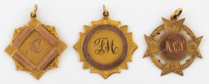 Three antique Australian 9ct gold fobs, early 20th century, ​​​​​​​8.5 grams total.