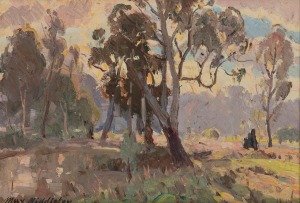 MAX MIDDLETON (1922-2013), Afternoon Light, oil on board, signed lower left "Max Middleton", 19 x 27cm, 38 x 45cm overall.