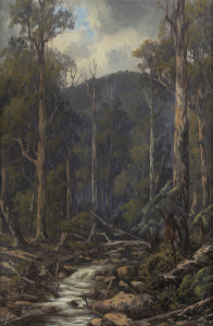 NAYLOR GILL (1872-1945), (mountain stream), oil on canvas on board, signed lower left "Naylor Gill, '97", 52 x 35cm, 82 x 61cm overall.