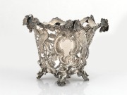 WILLIAM EDWARDS of Melbourne antique Australian silver pierced basket (missing handle) decorated with parrots, birds and bunches of grapes, mid 19th century, 11cm high, 269 grams.