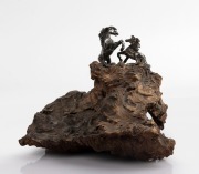 JACQUES WENGROW Australian silver brumby sculpture mounted on mulga wood base, with silver maker's plaque verso, signed "J. Wengrow", 15cm high, 21cm wide
