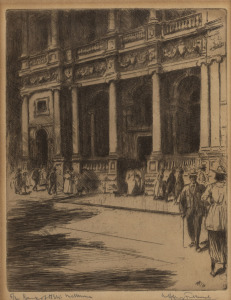 HENRY FULLWOOD (1863-1930), Bank of New South Wales, Melbourne, dry point etching, signed and titled in the lower margin, accompanied by a letter of receipt verso, dated 1973 and addressed to Sir Archibald Glenn from the renowned art dealer Joseph Brown o