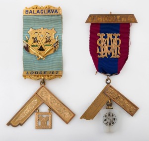 MASONIC INTEREST. Two antique Australian medals in 15ct (37 grams including ribbon), and 9ct (23 grams including medal and fob),&nbsp;