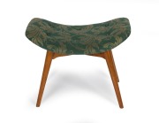 FEATHERSTON vintage Australian footstool with later green jacquard upholstery, late 1950s, ​​​​​​​48cm high, 62cm wide, 39cm deep - 2